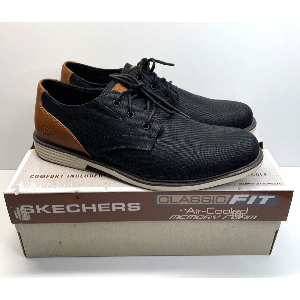 Skechers Matlo Bresen Oxford‎ Mens Size 10.5 Black/Brown 204089 Casual Comfort